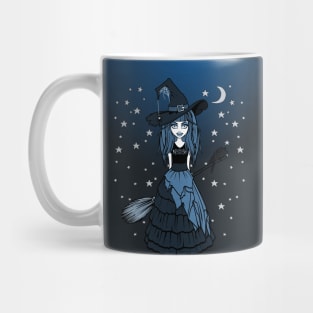 Witch and Crow Blue Starry Night Cheeky Witch® Mug